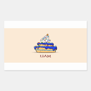 Jongen 4e verjaardag, 4 op de zoete blauwe Cake Rechthoekige Sticker