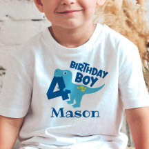 Jongen 4e verjaardag Dinosaur Persoonlijke T-Shirt