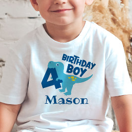 Jongen 4e verjaardag Dinosaur Persoonlijke T-Shirt