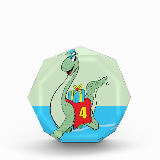 Jongen, 4e verjaardag dinosaurus fotoblokken (Voorkant)