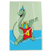 Jongen, 4e verjaardag dinosaurus medium cadeauzakje (Voorkant)