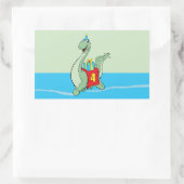 Jongen, 4e verjaardag dinosaurus rechthoekige sticker (Tas)