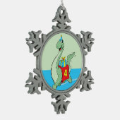 Jongen, 4e verjaardag dinosaurus tin sneeuwvlok ornament (Links)