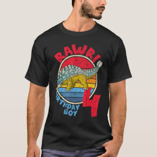 Jongen 4e verjaardag ik Rawr! Ankylosaurus I Famil T-shirt