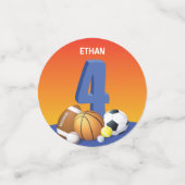 Jongen 4e verjaardag Sportbannen Confetti (Kleine voorkant)