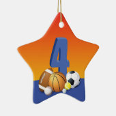 Jongen 4e verjaardag Sportbannen Keramisch Ornament (Rechts)