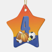 Jongen 4e verjaardag Sportbannen Keramisch Ornament (Links)