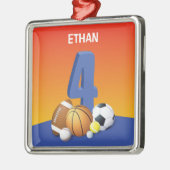 Jongen 4e verjaardag Sportbannen Metalen Ornament (Links)