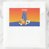 Jongen 4e verjaardag Sportbannen Rechthoekige Sticker (Tas)