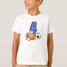Jongen 4e verjaardag Sportbannen T-shirt