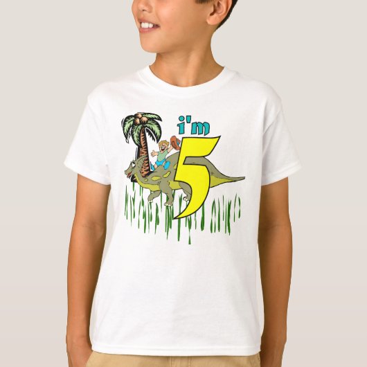 Jongen 5-jarig dinosaurus t-shirt (Voorkant)
