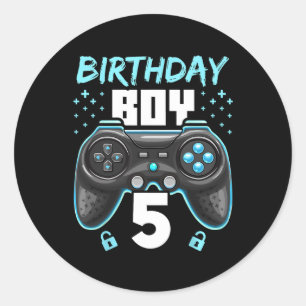 Jongen 5 Video Game Controller Gamer 5e verjaardag Ronde Sticker