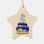 Jongen 5e verjaardag, 5 op de zoete blauwe Cake Keramisch Ornament (Rechts)