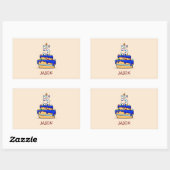 Jongen 5e verjaardag, 5 op de zoete blauwe Cake Rechthoekige Sticker (Vel)