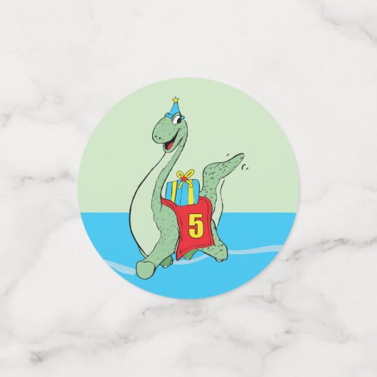 Jongen, 5e verjaardag dinosaurus confetti (Kleine voorkant)