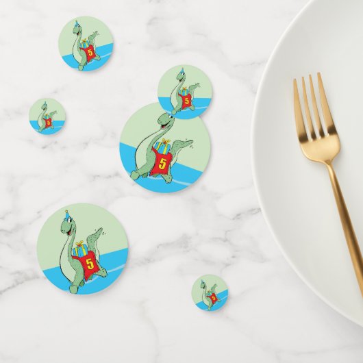Jongen, 5e verjaardag dinosaurus confetti (Groep)