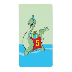 Jongen, 5e verjaardag dinosaurus etiket