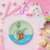 Jongen, 5e verjaardag dinosaurus papieren bordje (Feest)