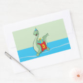 Jongen, 5e verjaardag dinosaurus rechthoekige sticker (Envelop)