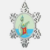 Jongen, 5e verjaardag dinosaurus tin sneeuwvlok ornament (Rechts)