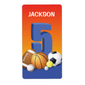 Jongen 5th Birthday Sports Balls Etiket (Voorkant)