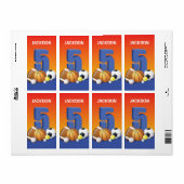 Jongen 5th Birthday Sports Balls Etiket (Full Sheet)