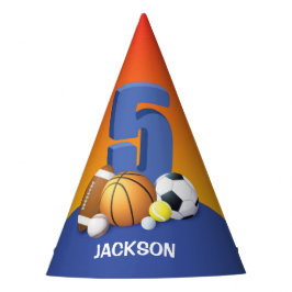 Jongen 5th Birthday Sports Balls Feesthoedjes