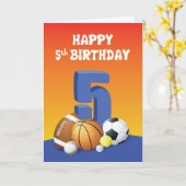 Jongen 5th Birthday Sports Balls Kaart (Gele Bloem)