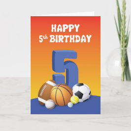 Jongen 5th Birthday Sports Balls Kaart