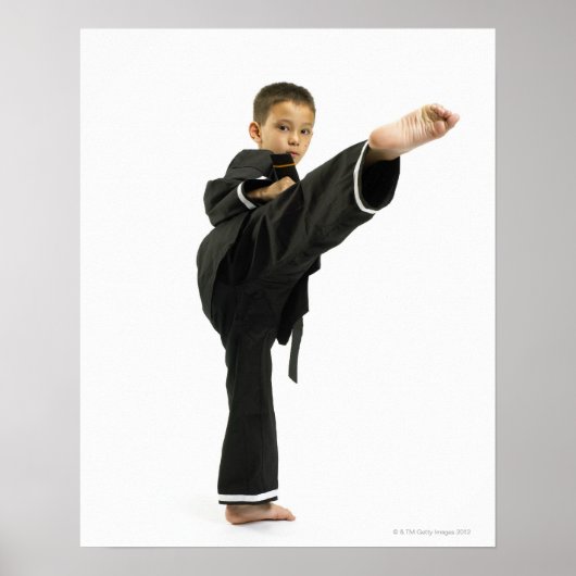 Jongen (6-8) in karaatschoppen poster (Voorkant)