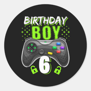 Jongen 6 Video Game Controller Gamer 6e verjaardag Ronde Sticker