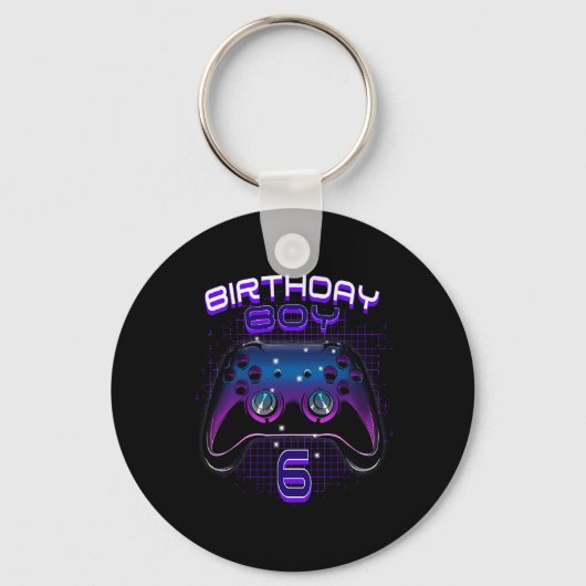 Jongen 6 Video Game Controller Gamer 6e verjaardag Sleutelhanger (Voorkant)