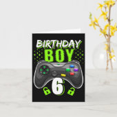 Jongen 6 Videospel Controller Gamer 6de Verjaardag Kaart (Gele Bloem)