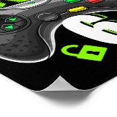 Jongen 6 Videospel Controller Gamer 6de verjaardag Poster (Hoek)