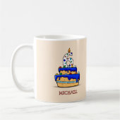 Jongen 6e verjaardag, 6 op de zoete blauwe Cake Koffiemok (Links)