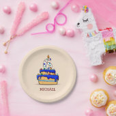 Jongen 6e verjaardag, 6 op de zoete blauwe Cake Papieren Bordje (Feest)