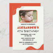 Jongen 6e verjaardag uitnodigingen Modern Photo Re (Voorkant / Achterkant)