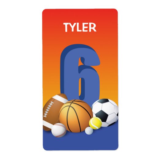 Jongen 6th Birthday Sports Balls Etiket (Voorkant)