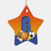Jongen 6th Birthday Sports Balls Keramisch Ornament (Rechts)