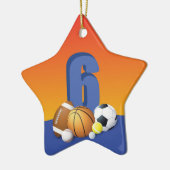 Jongen 6th Birthday Sports Balls Keramisch Ornament (Links)