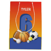 Jongen 6th Birthday Sports Balls Medium Cadeauzakje (Achterkant)