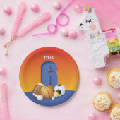 Jongen 6th Birthday Sports Balls Papieren Bordje (Feest)