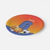 Jongen 6th Birthday Sports Balls Papieren Bordje (Gekanteld)