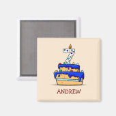 Jongen 7e verjaardag, 7 op de zoete blauwe Cake Magneet (Voorkant / Achterkant)