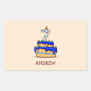 Jongen 7e verjaardag, 7 op de zoete blauwe Cake Rechthoekige Sticker