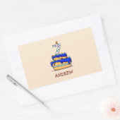 Jongen 7e verjaardag, 7 op de zoete blauwe Cake Rechthoekige Sticker (Envelop)