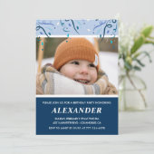 Jongen 7e verjaardag uitnodigingen Foto Navy Blue (Staand voorkant)