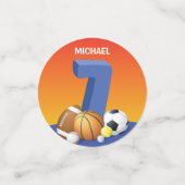 Jongen 7th Birthday Sports Balls Confetti (Kleine voorkant)