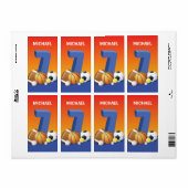 Jongen 7th Birthday Sports Balls Etiket (Full Sheet)