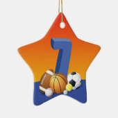 Jongen 7th Birthday Sports Balls Keramisch Ornament (Rechts)